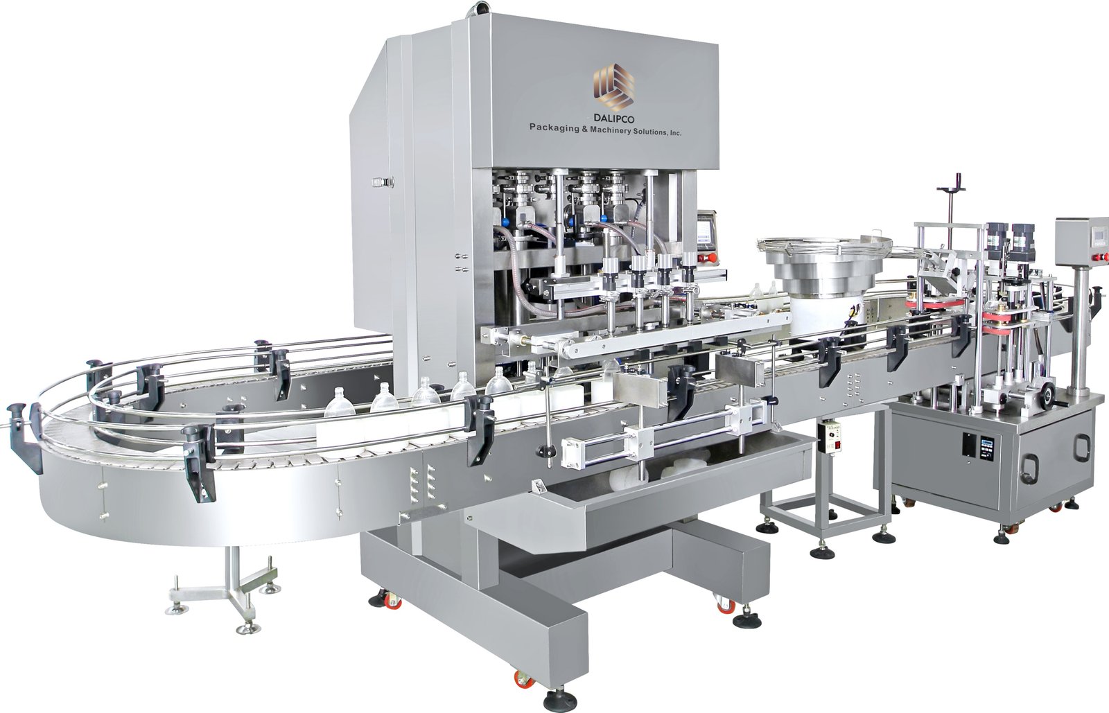 Fully connected multi-stage automated bottling line system